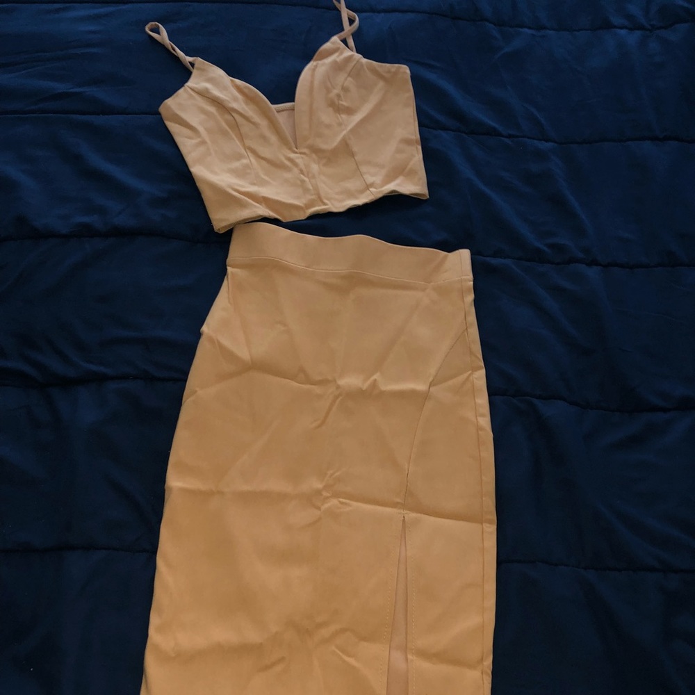 Mustard Halter top and Skirt two piece set
